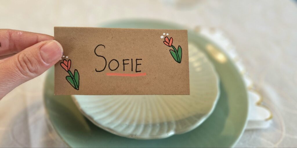Bordkort med tulipan.
