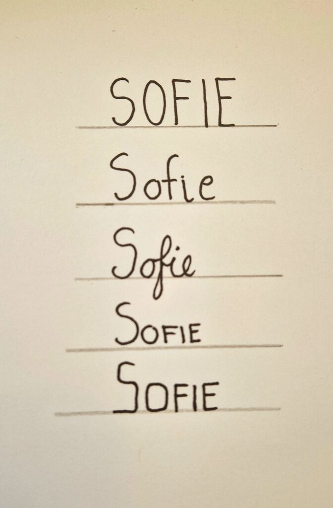 Øve på navnet sofie.